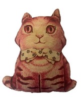 Vtg Charlie The Kitten Pink Red Cat 15&quot; Cut N Sew Panel Plush Pillow 1960s - $41.87