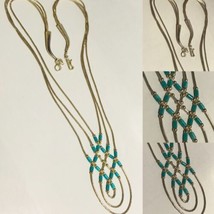 Vintage 6 Strand Liquid Sterling Silver Turquoise Signed Necklace Navajo 16” Lon - £99.55 GBP