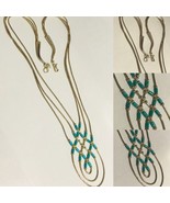 Vintage 6 Strand Liquid Sterling Silver Turquoise Signed Necklace Navajo... - £100.15 GBP