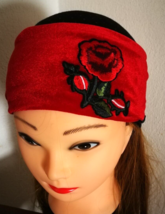 Velvet Headband for Women Girls Red Floral Head Wrap Twisted New Stretch... - £14.53 GBP