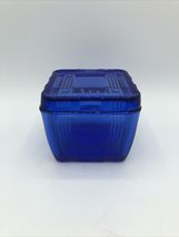 Vintage Hazel Atlas: Glass Refrigerator Dish, Cobalt Blue, Criss-Cross, 4x4 smal - $45.00