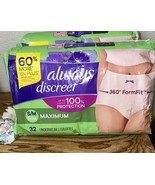 Always Discreet Underwear S/M Max Protection Fast Ship Leak Control 32 Ct - $16.62 CAD