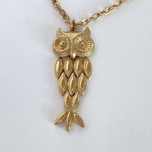 Avon Segmented Owl Gold Tone Pendant Necklace Adjustable Length Max 23in - $12.95