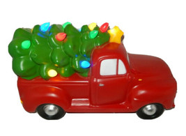 Blow Mold 20&quot; Lighted Christmas Tree Old Vintage Pickup Truck Winter Wonder Lane - $82.80