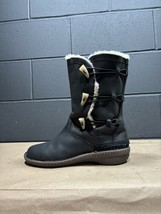 UGG 5156 Matte Black Leather Mid Calf Shearling Boots Women’s Sz 10 - $49.96