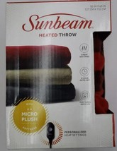 Sunbeam Microplush Comfy Toes Electric Heated Throw Blanket Foot Pocket Buffalo - £31.52 GBP