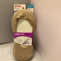Peds No Show Low Cut Liner Cushion Beige Shoes Size 8-12 Extended - $10.98