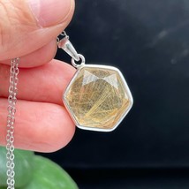 Gold Rutilated Quartz Crystal Necklace Star of David Pendant Pendant 072959 - £37.33 GBP