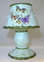 Butterfly Tealight Candle Holder Turquoise Blue Lamp Shade 6.5" High Ceramic image 2