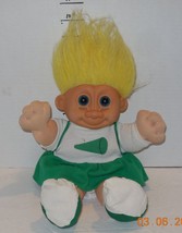 Vintage Troll Kidz Russ Berrie Trolls 12&quot; Doll with Cheerleader Outfit Yellow - $24.33