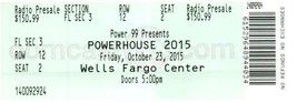 Powerhouse 2015 Ticket Stub October 23 2015 Philadelphia Pennsylvania - £11.64 GBP