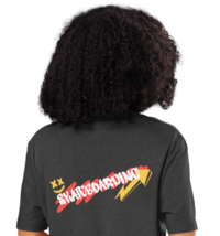 Unisex Organic Ribbed Neck T-Shirt – Skateboarding Back Print Dark Heath... - $54.99