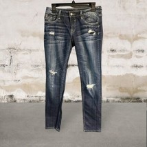 Womens Vigoss The Thompson Low Rise Distressed Stretch Denim Blue Jeans ... - $15.00