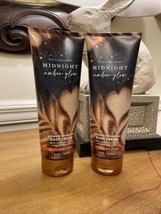 2x Bath &amp; Body Works Midnight Amber Glow Shea Butter Hyaluronic Body Cream 8oz - £19.43 GBP