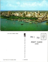 Florida Miami Aerial View Marina Boats Ocean Tall City Buildings VTG Postcard - £7.37 GBP