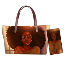 2pcs/set Women Tote Bags Casual Large Capacity Art Queen African Girls Handbag a - £57.05 GBP