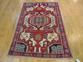 Vintage Estate Decorative Handmade Caucasian Rug E365 - £174.09 GBP