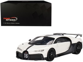 Bugatti Chiron Pur Sport White and Black 1/18 Model Car by Top Speed - $224.50