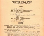 1920s State of Idaho Department of Public Welfare Baby Diet Cards Child ... - $20.74