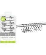 Double Sided Zigzag Roller Glide Shower Curtain Ring Hooks 12 pack Chrome - £8.45 GBP
