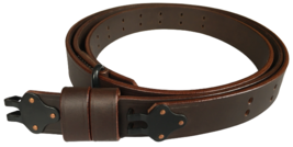 M1907 Leather M1 Garand Sling Oil Pull-Up Drum Dyed Steel Fitting-DARK BROWN - £20.29 GBP