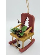 Handmade Rustic Red Wooden Rocking Chair Christmas Ornament w/ Twine Hanger - £7.90 GBP