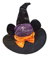 Disney Parks Minnie Mouse Ears Youth Witch Hat Orange Bow Purple Ribbon NEW - £16.00 GBP