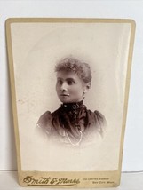 Vintage Cabinet Card Portrait of Woman by Smith &amp; Marks in Bay City, Michigan - $14.80