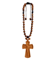30 Wooden Beads Orthododx Carved Crucifix Prayer Rope Adjustable Macrame... - £11.09 GBP