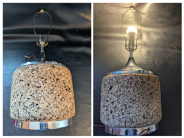 Vintage Liège Chrome Mi Siècle Rond Table Lampe Mcm Métal Rétro Travail - $166.31