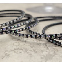 Black with Iridescent Glitter Thin Metal Bangles Metallics Stack of 6 - $258.82 MXN