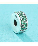 925 Sterling Silver Mosaic Shining Elegance, Green Crystals &amp; Teal CZ Cl... - £11.98 GBP