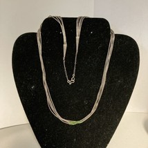 Liquid Silver 5 Strand 23 Inch Necklace With Green Beads (Turquoise?) In Middle - £31.11 GBP