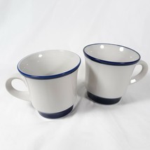 Noritake Stoneware Blue and White Fjord Pattern Coffee Cups Set Of 2 - $17.66