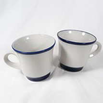 Noritake Stoneware Blue and White Fjord Pattern Coffee Cups Set Of 2 - £13.37 GBP