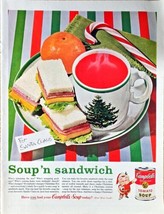 CAMPBELL&#39;S SOUP n sandwich - For Santa Claus - Christmas - 1961 Vintage Print Ad - £9.54 GBP