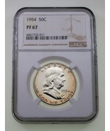 1954 50C Franklin Half Dollar Graded by NGC as PF-67! Gorgeous Strike! - $178.20