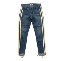 Loft Denim Skinny Jeans Womens Size 27 / 4 Tuxedo Stripe Raw Hem Mid Rise - £18.08 GBP