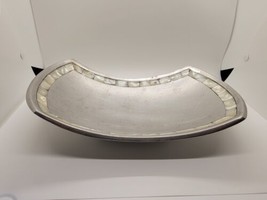 Towle Silversmith Mother Of Pearl Inlay Tray Curved Stamped 11” x 7” Vin... - $25.74