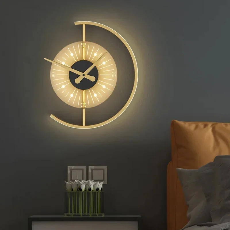 Modern Wall Lamp Clock LED Sconce for Bedroom Bedside Living Dining Room... - $69.11