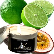 Passion Fruit &amp; Lime Eco Soy Wax Scented Tin Candles, Vegan Friendly Hand Poured - £11.73 GBP+