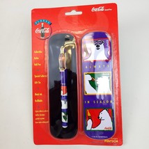 Coca Cola Ceramic Roller Ball Pen &amp; Gift Tin 1995 Pentech New Vtg - $212.61 MXN