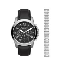 Fossil Men&#39;s Grant Quartz Stainless Steel and Leather Chronograph Watch,... - £70.24 GBP+