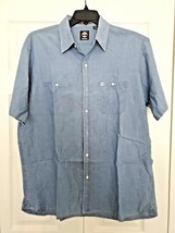 Timberland Men&#39;s Large Shirt 100% Cotton Short Sleeve Button Down Denim ... - £21.17 GBP