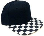 Dweebzilla Black &amp; White Checkered Print Flat Bill Adjustable Snapback H... - £10.93 GBP+