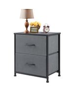 End Table Side Nightstand 2 Fabric Drawers Bedside for Bedroom Closet Do... - $43.33