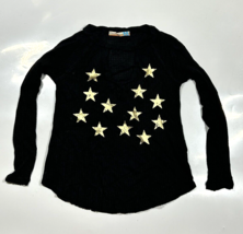 Vintage Havana Waffle Star Top Black V neck Size Medium - £14.18 GBP