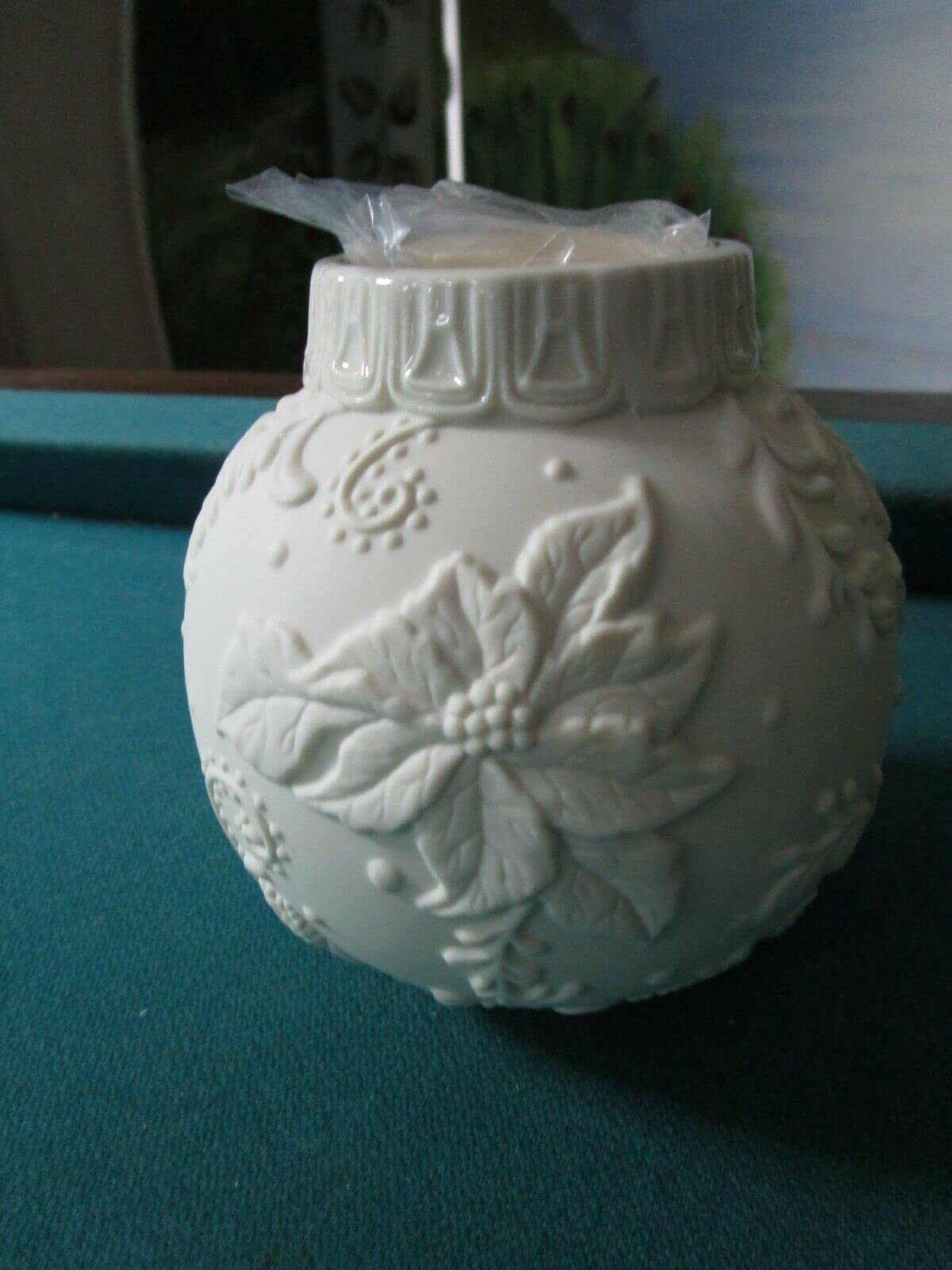 Compatible with Lenox Poinsettia Bisque Votive Candle Holder Ornamental Glow - $38.21