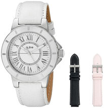A_line Women&#39;s AL-20010-SSET Marina White Watch w/ Interchangeable Leath... - $140.85 CAD