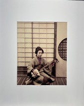 Kusakabe Kimbei Japanese 1841-1934 Geisha with Gekkin YellowKorner Photograph - $198.00